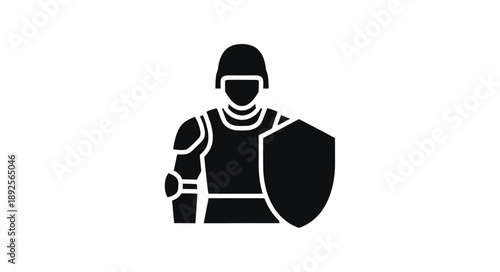 Silhouette of a knight holding a shield and wearing armor