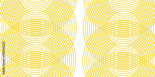 Doodle banner with yellow ramen pattern on white background. Wave abstract pattern.