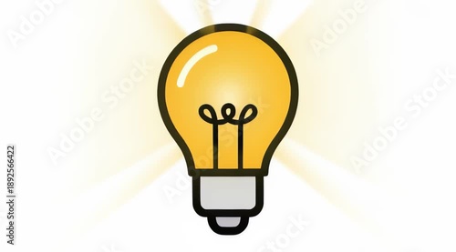 Light Bulb Icon Representing Creativity and Innovation, Idea Concept, Creative Solution Symbol, Flat Cartoon Illustration Style