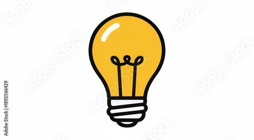 Light Bulb Icon Representing Creativity and Innovation, Idea Concept, Creative Solution Symbol, Flat Cartoon Illustration Style