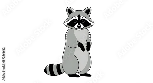 Adorable cartoon raccoon standing upright with friendly expression