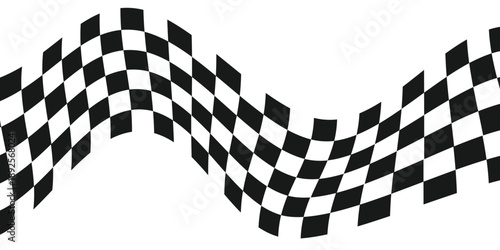 Black and white wave racing flag background. Finish flag