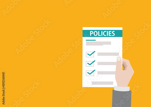 Policies document. Policies regulation concept list document