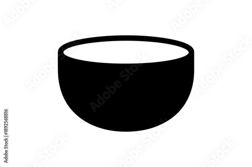 A simple black bowl icon in a minimalist flat design style