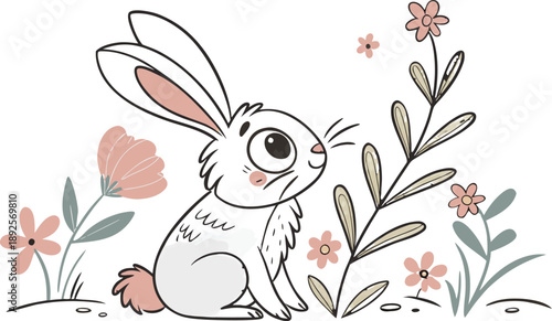 Easter poster and banner template with Easter eggs in the nest on light blue background.Greetings .
Colourful easter banner with bunnies, eggs and flowers. Vector