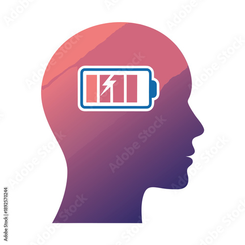 Digital Burnout and Mental Fatigue Icon, Low Energy Mental Health Concept Icon