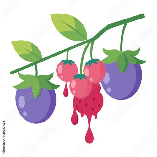 vector illustration of ripe cherry