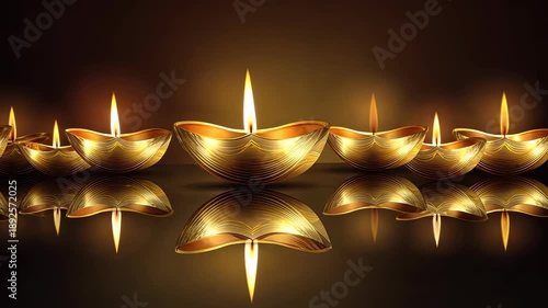 Golden Oil Lamps Illuminating a Reflective Surface