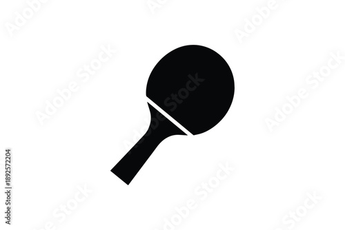 Black silhouette of ping pong paddle isolated on white background sport equipment