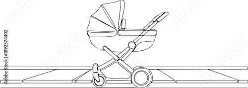 Baby stroller illustration on white background