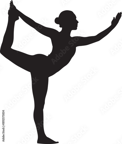 Yoga Dancer Pose Silhouette of Woman Balancing on One Leg