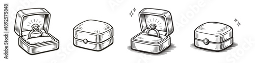 Engagement Ring in a Box - Elegant Design, Vector Illustration