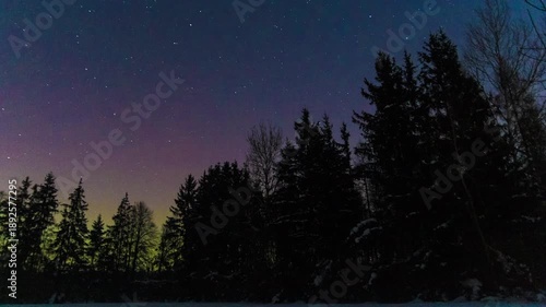 4k timelapse with northern lights and winter landscape. 4k aurora borealis.