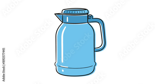 Blue retro thermos carafe for hot beverages, isolated on white