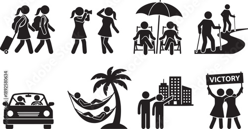 Diverse Global Travel Activity Silhouettes