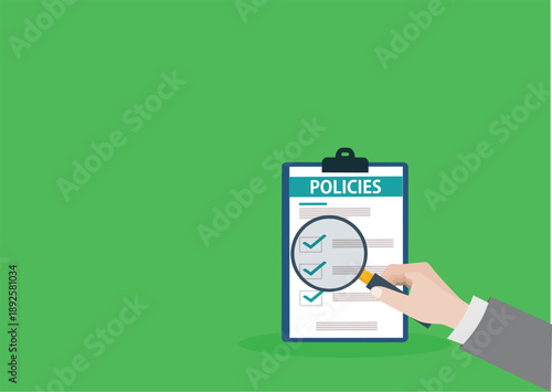 Policies document. Policies regulation concept list document