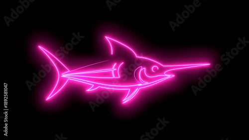 Wallpaper Mural Sailfish, swordfish, marlin emblem. Seafood shop , signboard, restaurant menu, fish market design template. Fresh seafood. Fishing trophy. Neon glowing. Torontodigital.ca