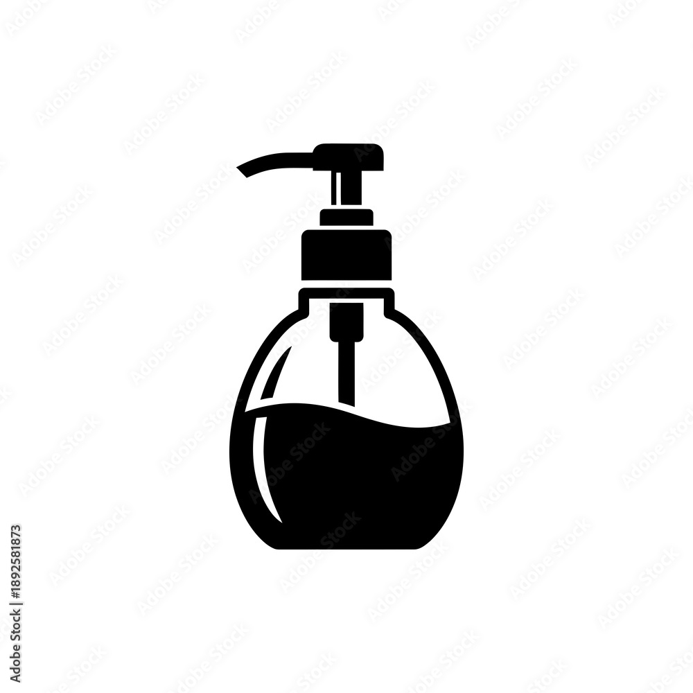 Fototapeta premium Pump Dispenser Bottle Icon for Soap or Sanitizer in Black