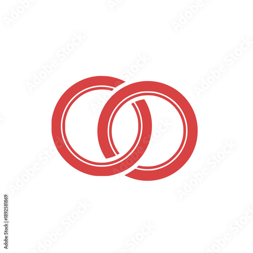 Two Red Rings Intertwined Symbolizing Union