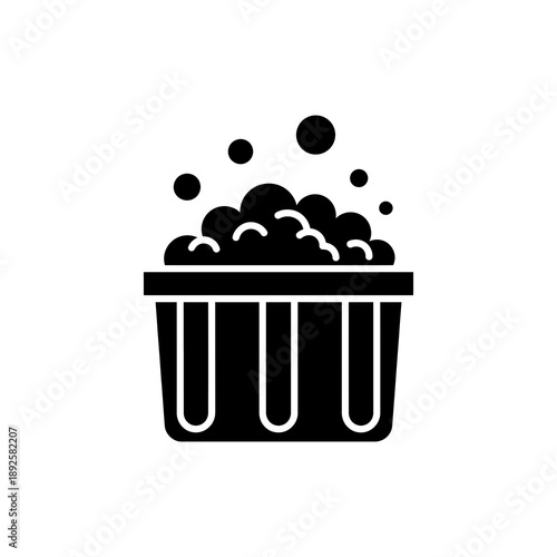 Washing Bucket with Soap Suds Icon for Cleaning and Laundry