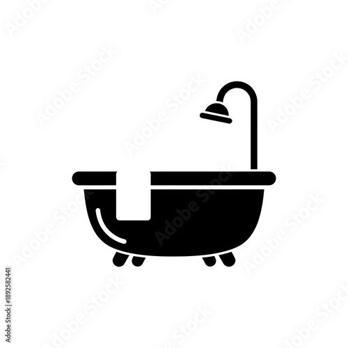 Clawfoot Bathtub with Shower Icon for Bathroom Design