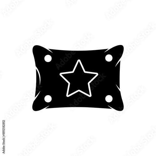 Decorative Pillow Icon with Star Symbol for Comfort and Sleep