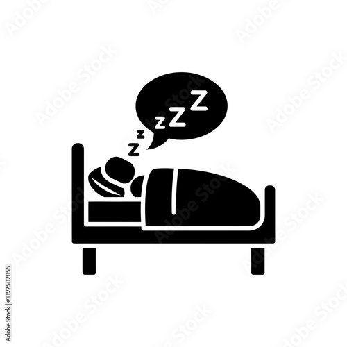 Sleeping Person in Bed Icon with Dream and ZZZ Symbols