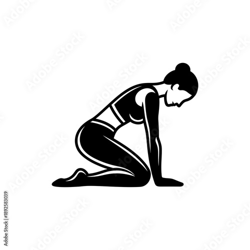 Kneeling Yoga Stretch Pose Silhouette Icon