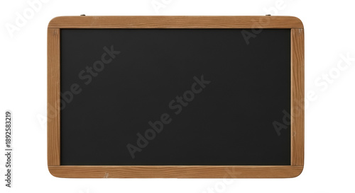 Bild auf Leinwand Empty chalkboard with wooden frame isolated PNG, classic school blackboard on tr