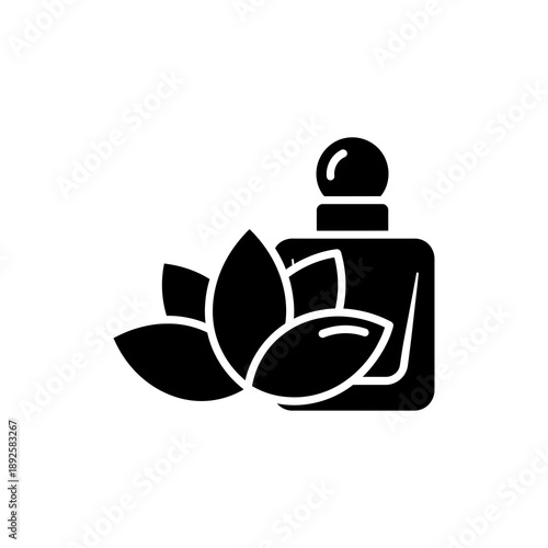 Essential Oil Bottle with Leaves Aromatherapy Icon