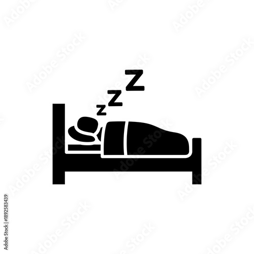 Sleeping Person in Bed Icon with ZZZ Symbols