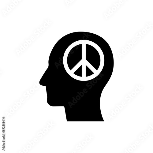 Peace of Mind Concept with Head Silhouette and Peace Symbol Icon