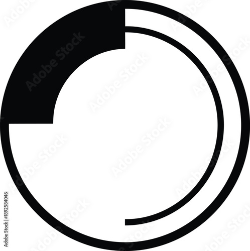 Black and white abstract circular graphic with partial fill