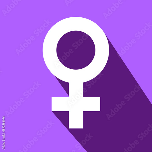 Feminism Symbol vector illustration. Feminism Symbol on a purple background with shadow. 