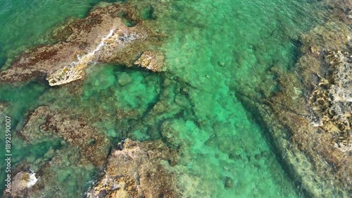 Wallpaper Mural Aerial Drone View of Calette di Torre Cintola on the Adriatic Coast near Monopoli, Bari, Puglia, Southern Italy – Scenic Cliffs, Coves and Mediterranean Sea Torontodigital.ca