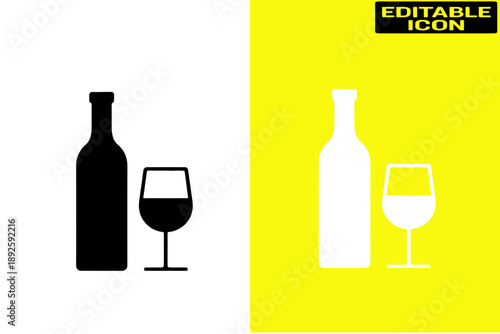 Wine bottle and glass icon