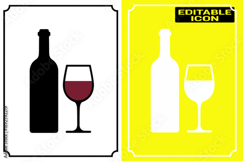 Wine bottle and glass icon
