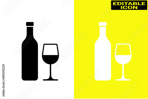 Wine bottle and glass icon