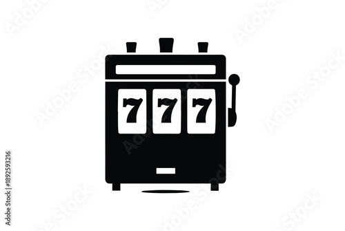 Slot machine icon with three sevens, gambling machine symbol, casino game illustration