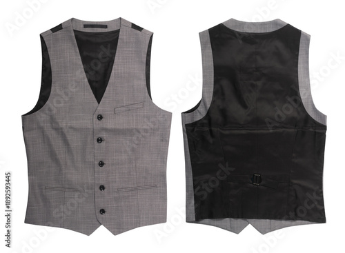 male vest front and back isolated on white background