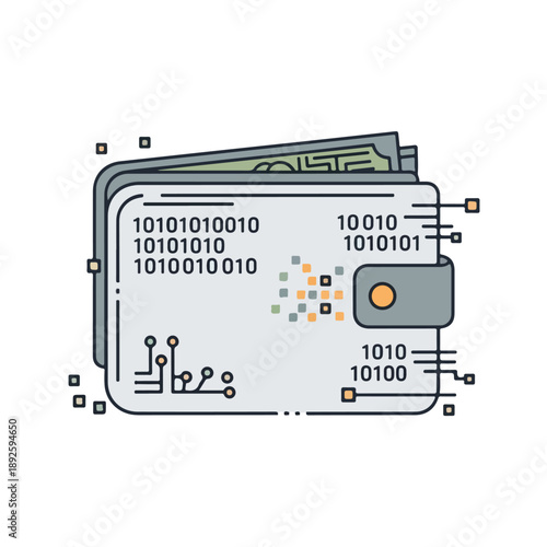 Digital Crypto Wallet and Blockchain Technology Concept