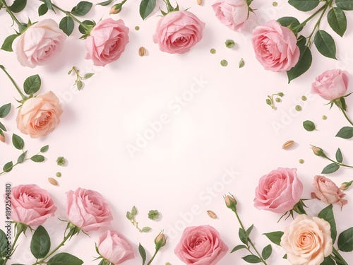 Wallpaper Mural Valentine’s Day Pink Roses Background with Copy Space.  Torontodigital.ca