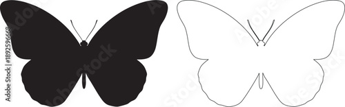 Black and white butterfly silhouettes side by side insects 12