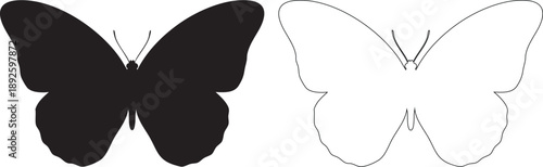 Black and white butterfly silhouettes with antennae 2