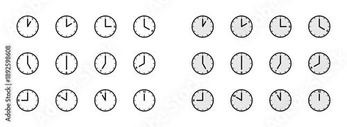 時計のアイコンセット、ピクトグラム、イラスト、シンプル