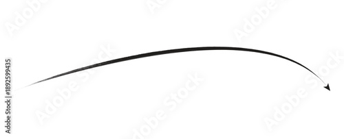 Black Grunge Swoosh with Arrow, Grunge down Arrow. Hand-Drawn Brush Stroke Arc on Transparent Background