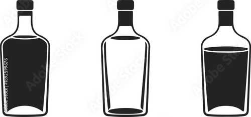Small Glass Medicine or Liquor Bottle Silhouette Set Mini Product Icons