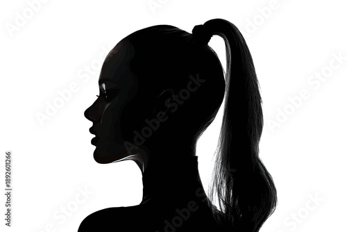 Profile silhouette of a woman with a high ponytail, subtle light highlights