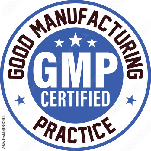 GMP (Good Manufacturing Practice) certified round stamp on white background - Vector, Gmp certified vector stamp isolated on white background, certified round stamp on white background - Vector