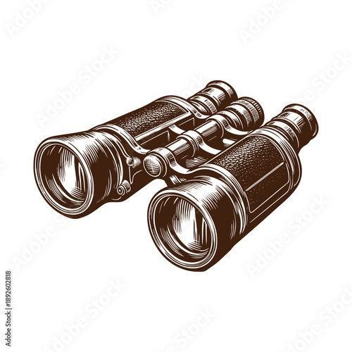 Vintage binoculars illustration on white background